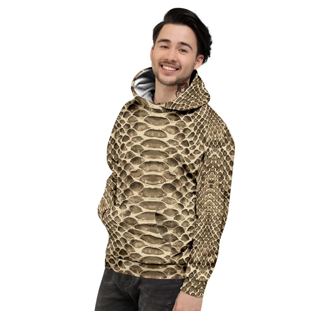 Snakeskin Beige Print Men's Hoodie-grizzshop