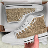 Snakeskin Beige Print White High Top Shoes-grizzshop