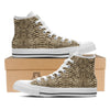 Snakeskin Beige Print White High Top Shoes-grizzshop