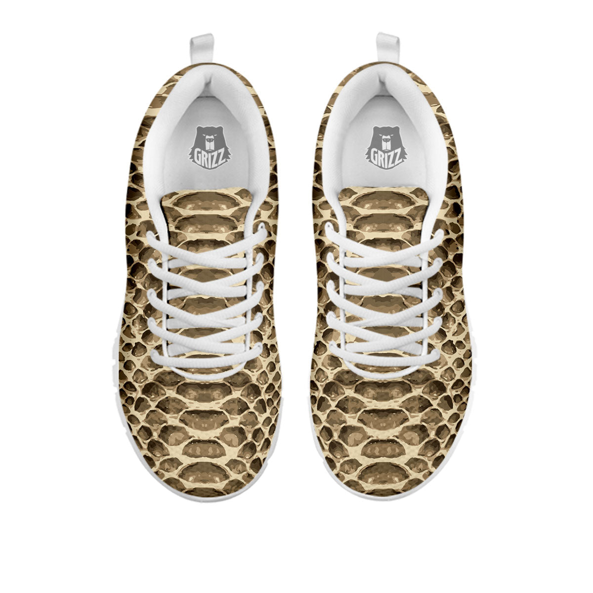 Snakeskin Beige Print White Sneaker-grizzshop