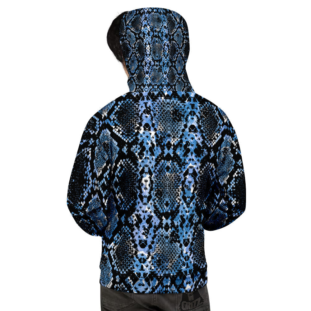 Snakeskin Black And Blue Print Men's Hoodie-grizzshop