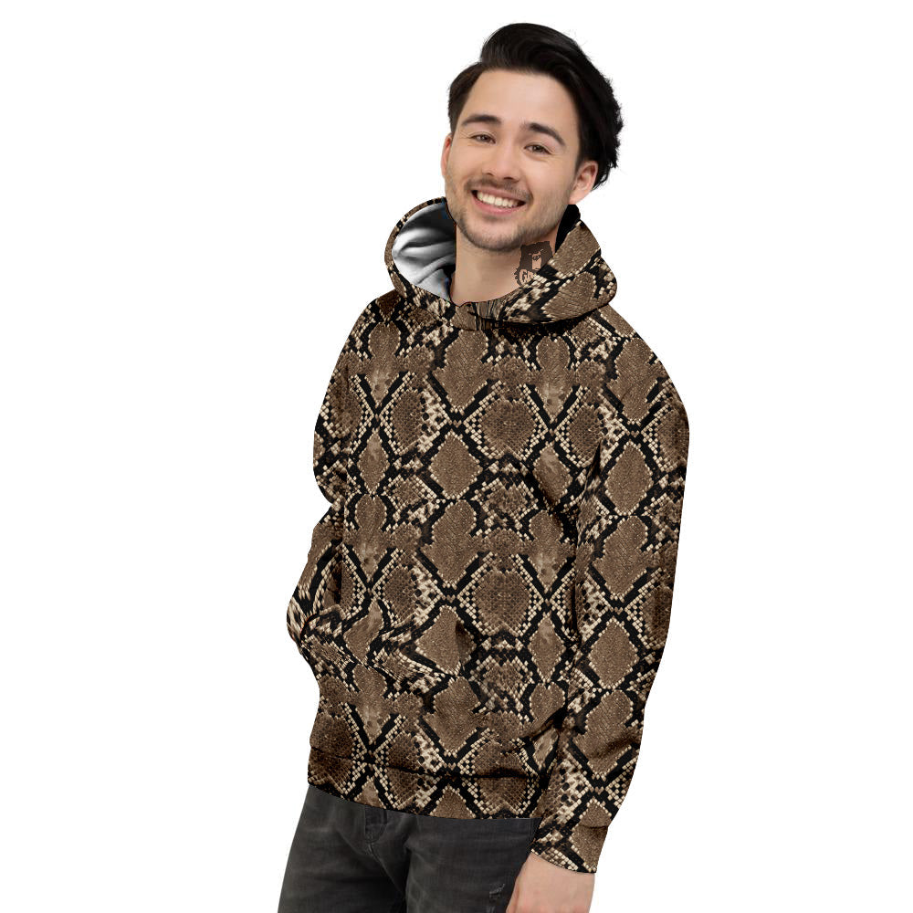 Snakeskin Black And Brown Print Men's Hoodie-grizzshop