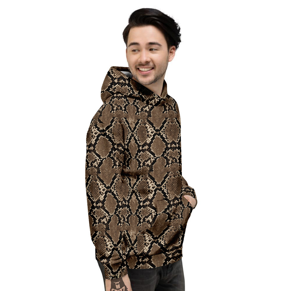 Snakeskin Black And Brown Print Men's Hoodie-grizzshop