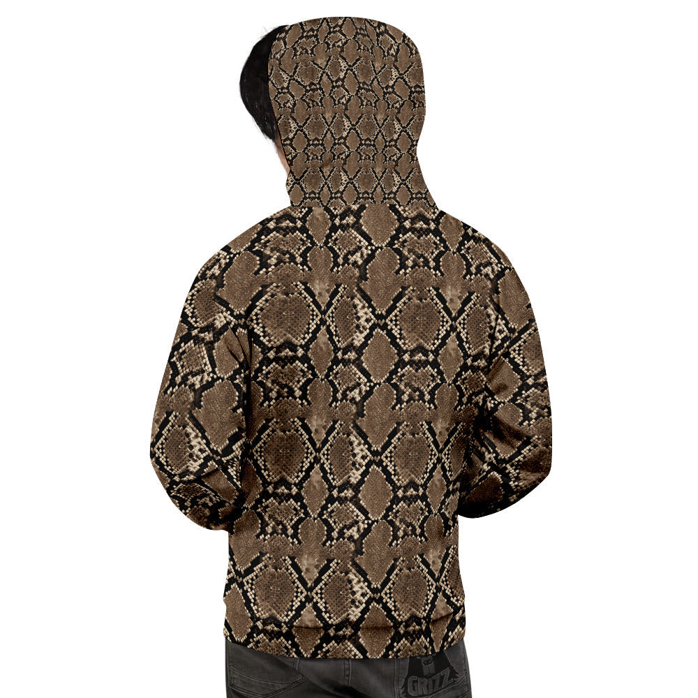 Snakeskin Black And Brown Print Men's Hoodie-grizzshop