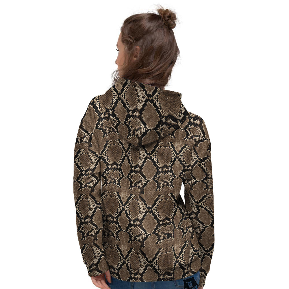Snakeskin Black And Brown Print Women's Hoodie-grizzshop