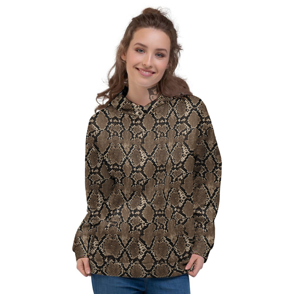 Snakeskin Black And Brown Print Women's Hoodie-grizzshop