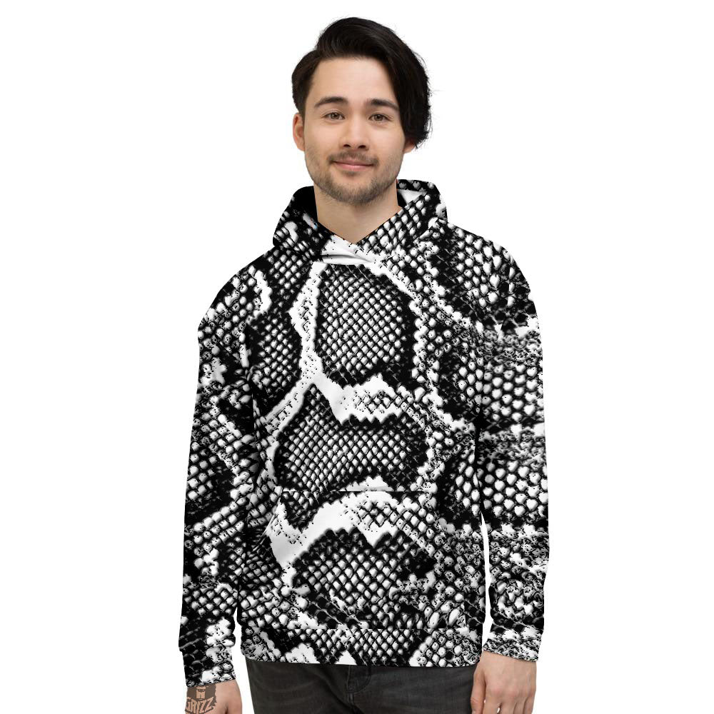 Snakeskin Black And Grey Print Men's Hoodie-grizzshop