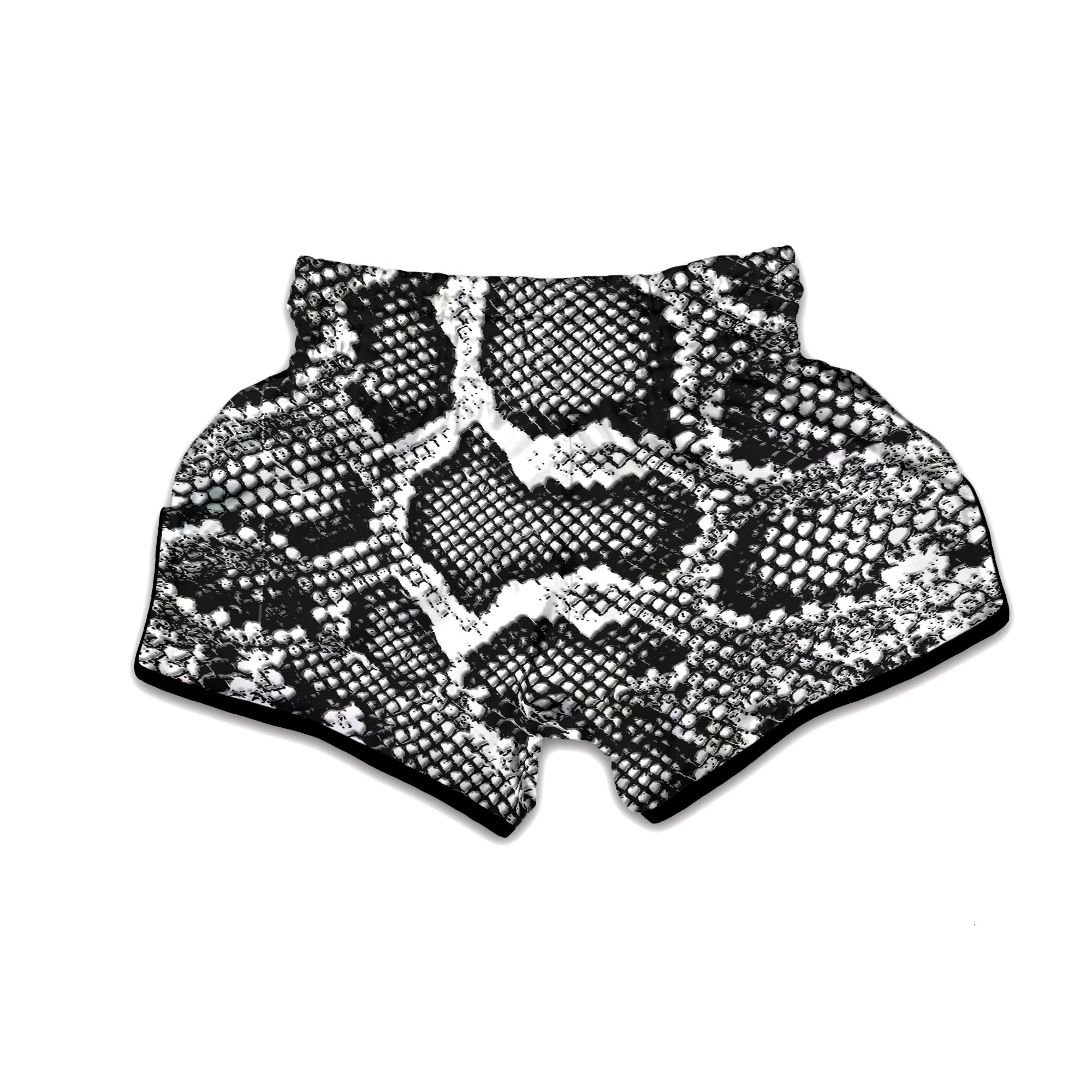 Snakeskin Black And Grey Print Muay Thai Boxing Shorts-grizzshop
