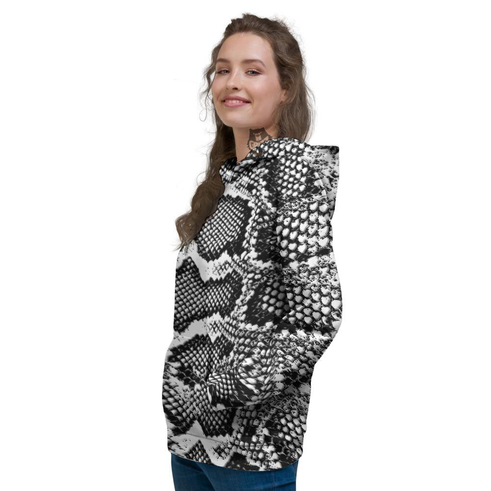 Snakeskin Black And Grey Print Women's Hoodie-grizzshop