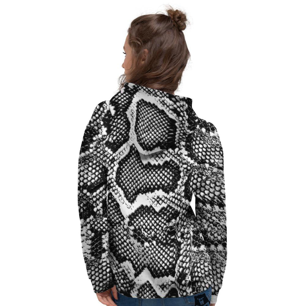 Snakeskin Black And Grey Print Women's Hoodie-grizzshop