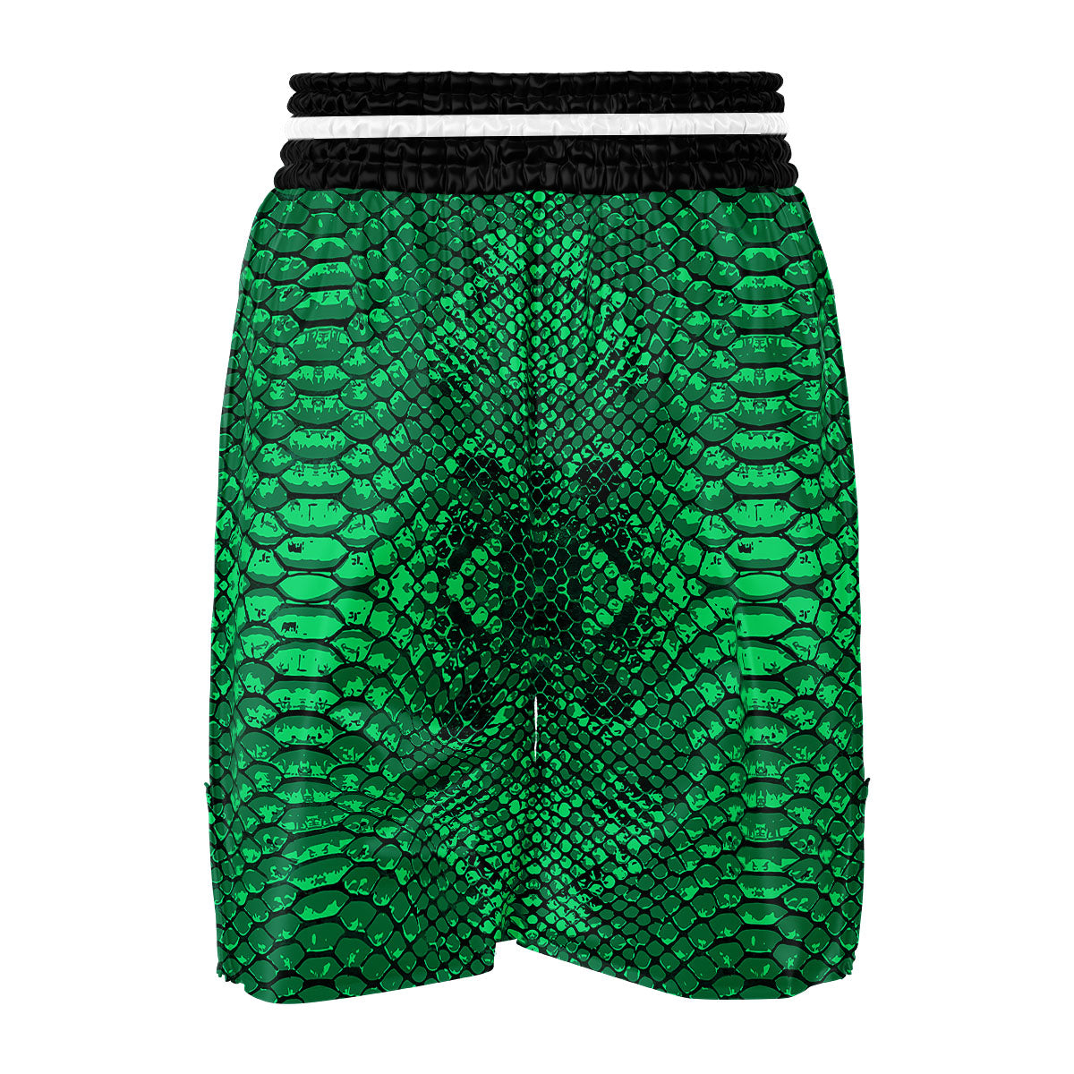 Snakeskin Black And Lime Green Print Boxing Shorts-grizzshop