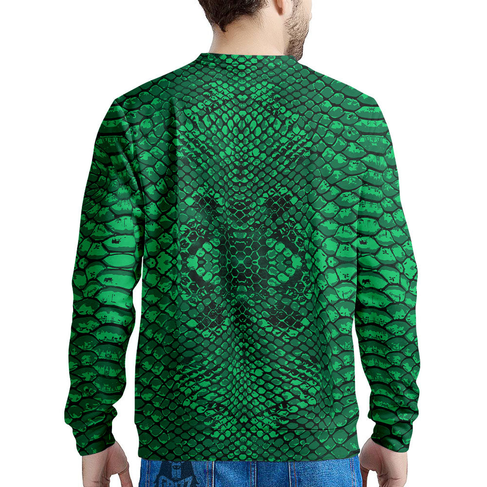 Snakeskin Black And Lime Green Print Men's Sweatshirt-grizzshop
