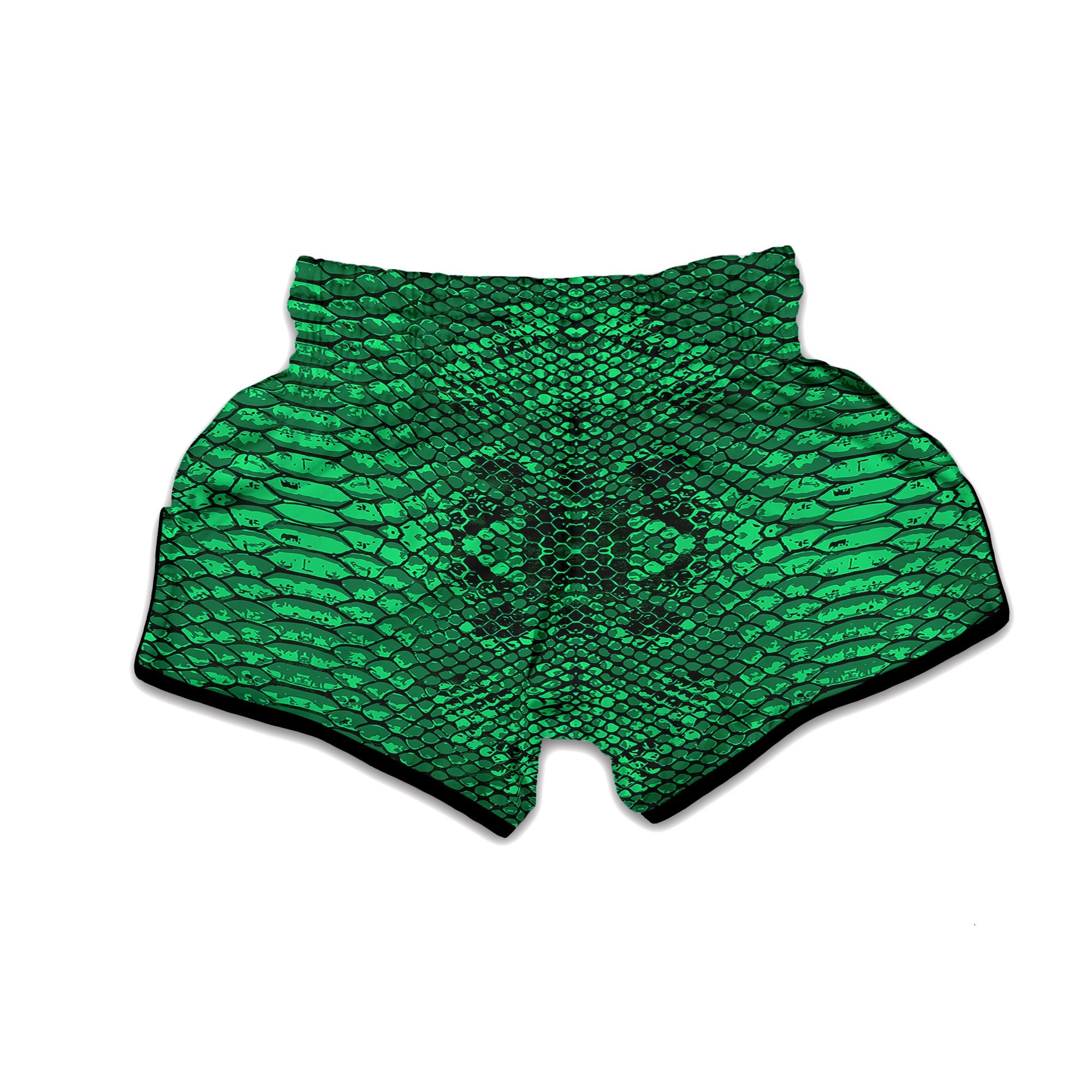 Snakeskin Black And Lime Green Print Muay Thai Boxing Shorts-grizzshop