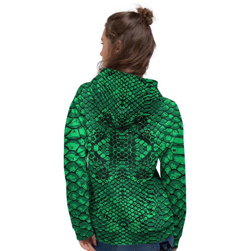 Snakeskin Black And Lime Green Print Women's Hoodie-grizzshop