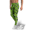 Snakeskin Black And Neon Green Print Men's Leggings-grizzshop