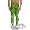 Snakeskin Black And Neon Green Print Men's Leggings-grizzshop