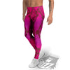 Snakeskin Black And Pink Magenta Print Men's Leggings-grizzshop