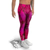 Snakeskin Black And Pink Magenta Print Men's Leggings-grizzshop