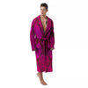 Snakeskin Black And Pink Magenta Print Men's Robe-grizzshop