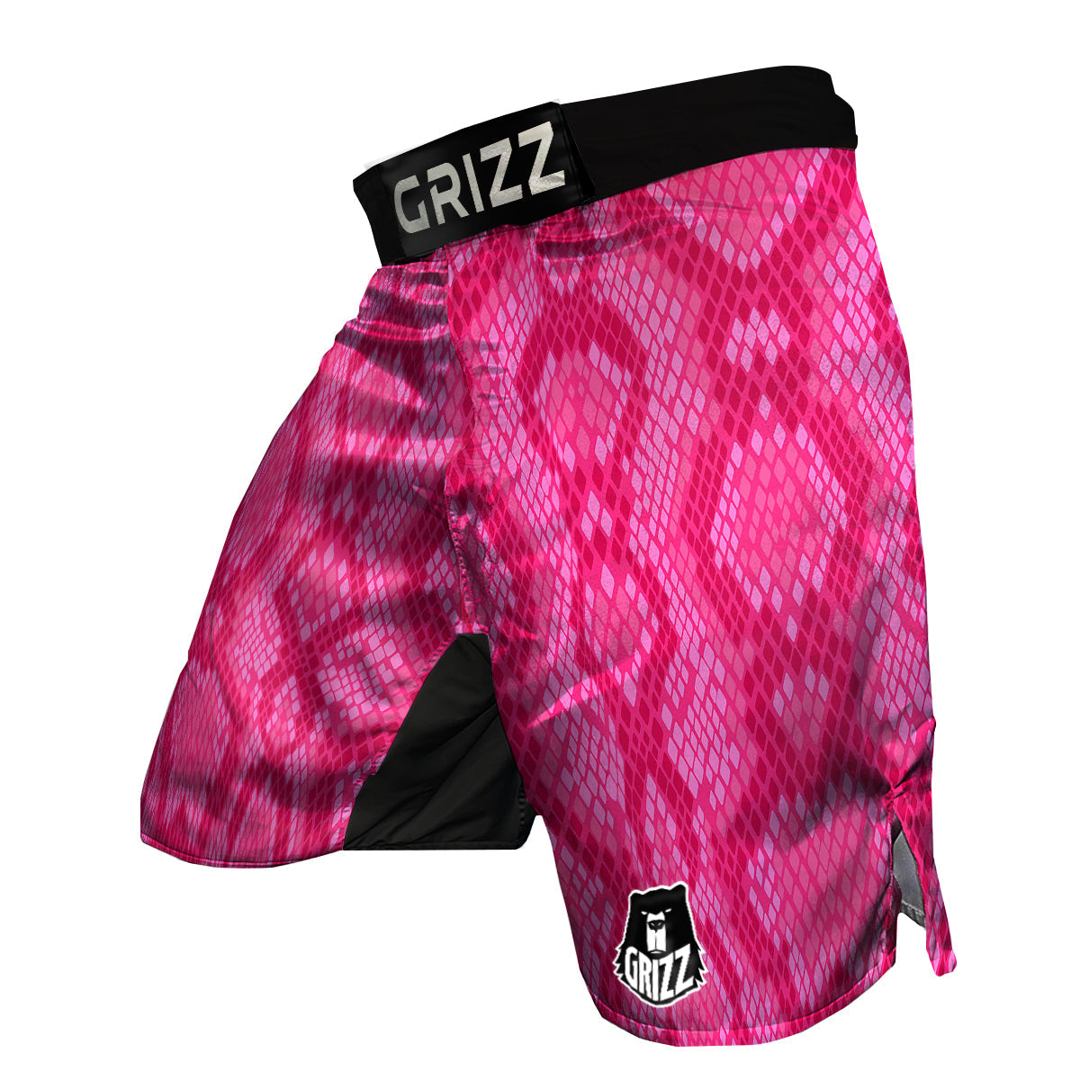 Snakeskin Black And Pink Neon Print MMA Shorts-grizzshop