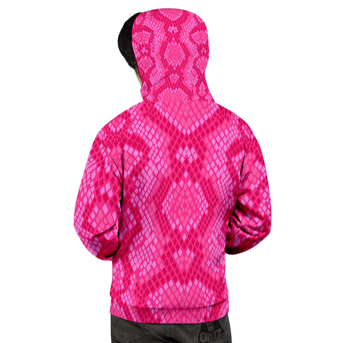 Snakeskin Black And Pink Neon Print Men's Hoodie-grizzshop