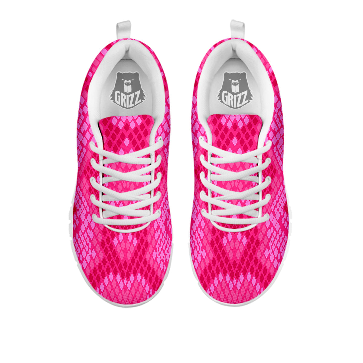 Snakeskin Black And Pink Neon Print White Sneaker-grizzshop