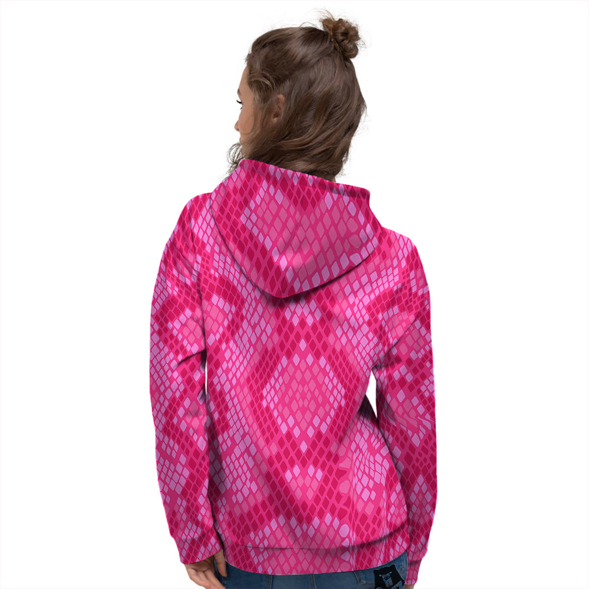 Snakeskin Black And Pink Neon Print Women's Hoodie-grizzshop