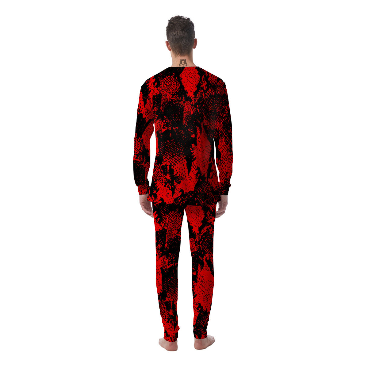 Snakeskin Black And Red Print Men's Pajamas-grizzshop