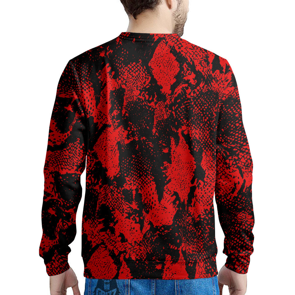 Snakeskin Black And Red Print Men's Sweatshirt-grizzshop