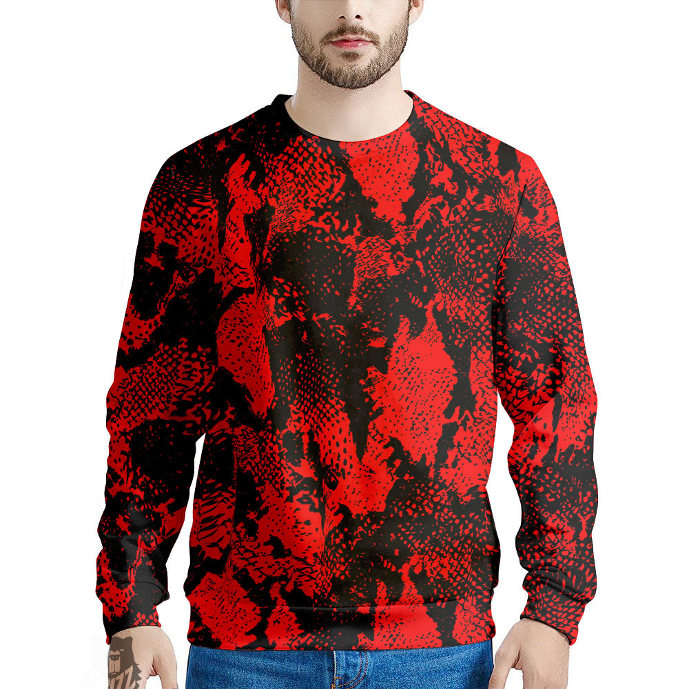 Snakeskin Black And Red Print Men's Sweatshirt-grizzshop