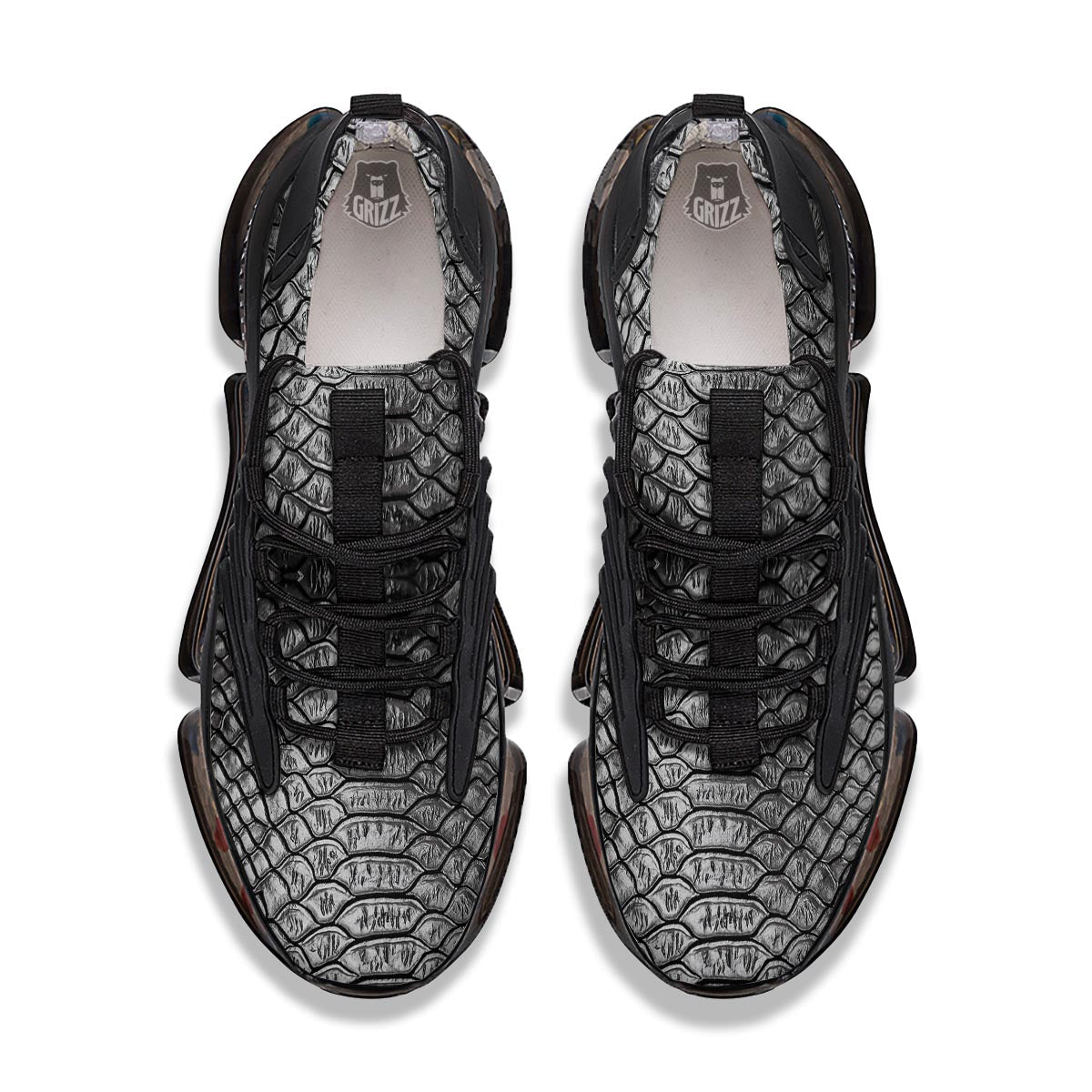 Snakeskin Black And Tan Print Pattern Black Gym Shoes-grizzshop