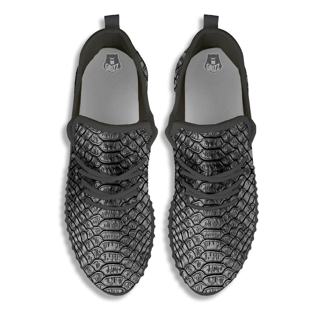 Snakeskin Black And Tan Print Pattern Black Walking Shoes-grizzshop