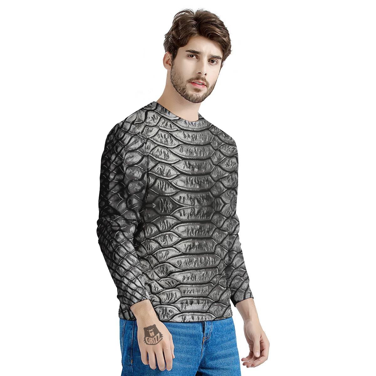 Snakeskin Black And Tan Print Pattern Men's Sweatshirt-grizzshop