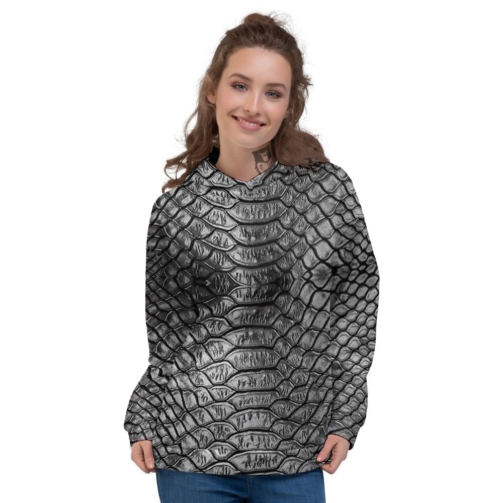 Snakeskin Black And Tan Print Pattern Women's Hoodie-grizzshop