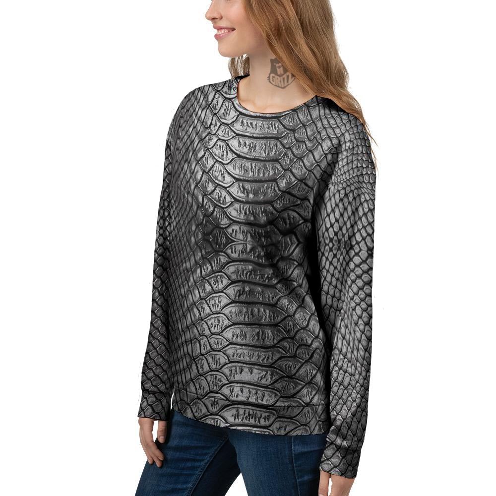 Snakeskin Black And Tan Print Pattern Women's Sweatshirt-grizzshop