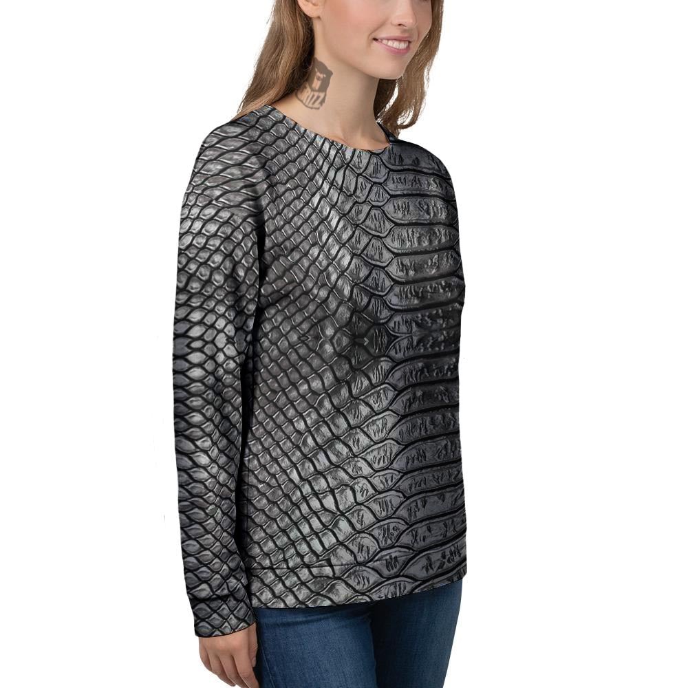 Snakeskin Black And Tan Print Pattern Women's Sweatshirt-grizzshop