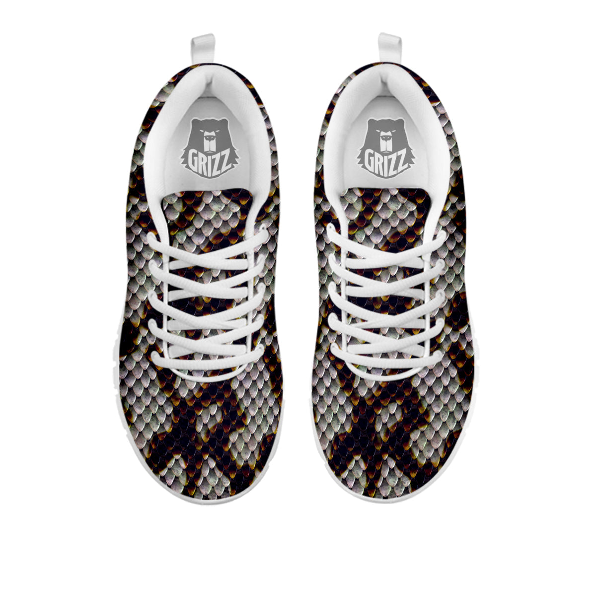 Snakeskin Black And White Texture Print White Sneaker-grizzshop