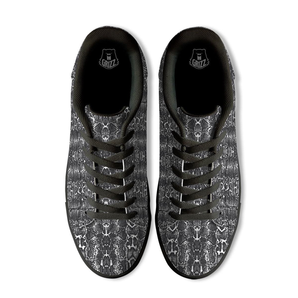 Snakeskin Black Print Black Low Top Sneakers-grizzshop