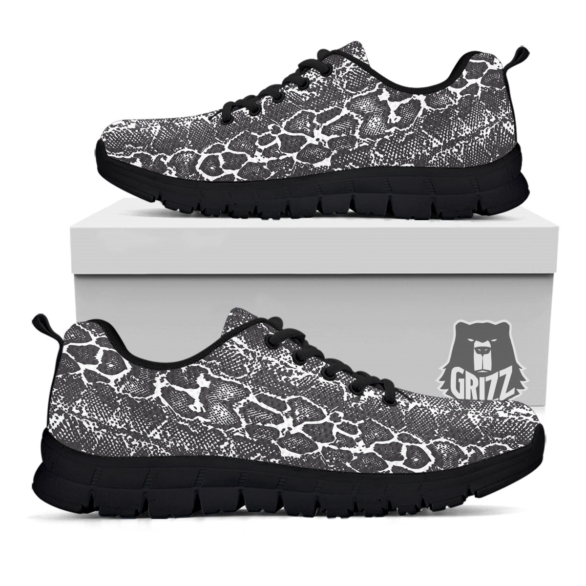 Snakeskin Black Print Black Sneaker-grizzshop