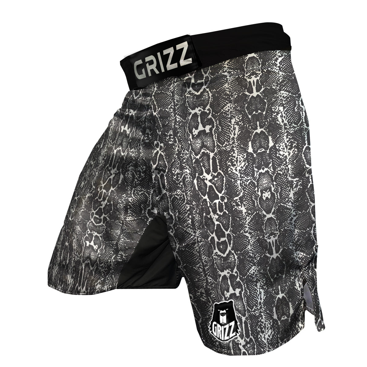 Snakeskin Black Print MMA Shorts-grizzshop