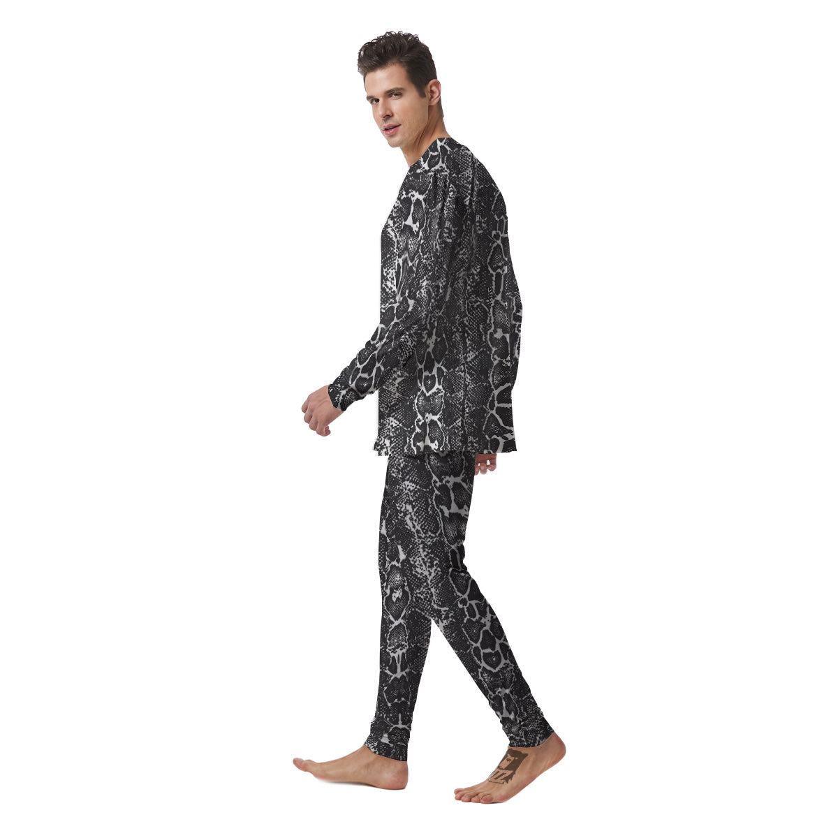 Snakeskin Black Print Men's Pajamas-grizzshop