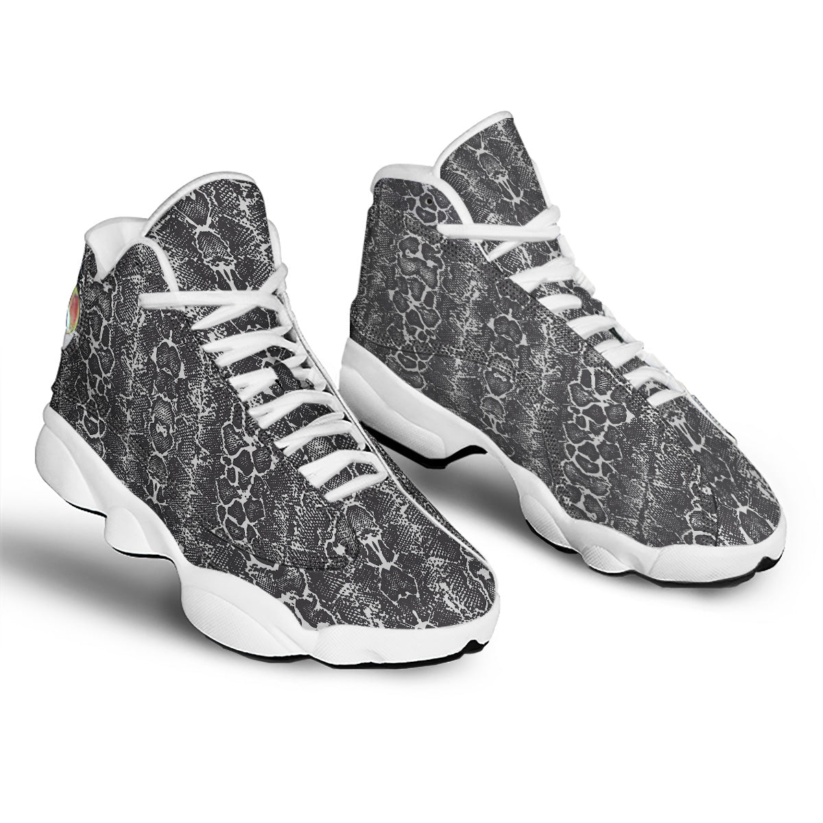 Snakeskin Black Print White Basketball Shoes-grizzshop