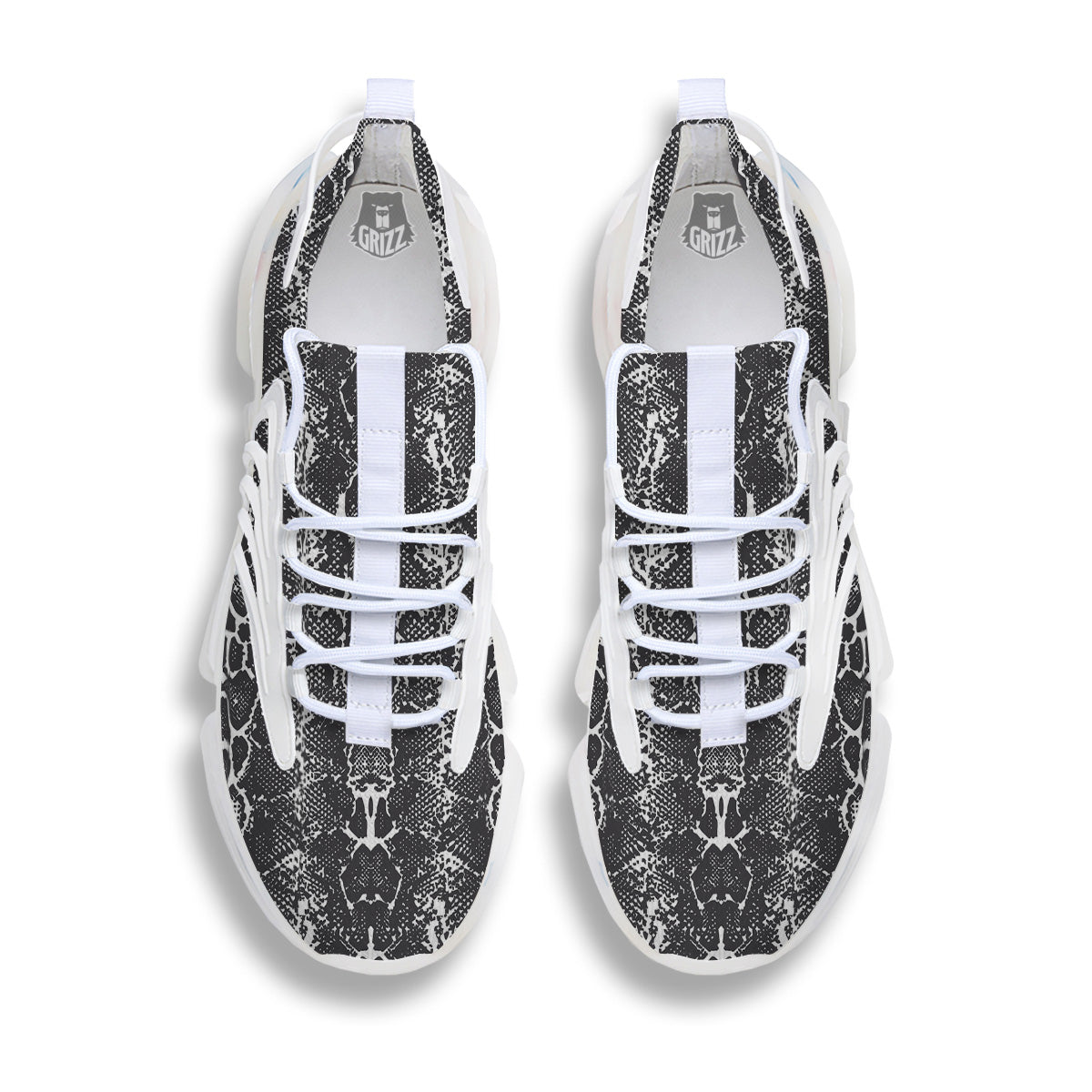Snakeskin Black Print White Gym Shoes-grizzshop