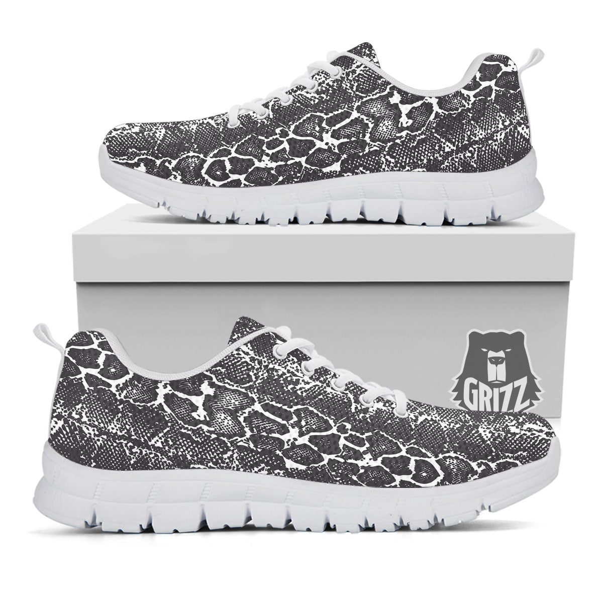 Snakeskin Black Print White Sneaker-grizzshop