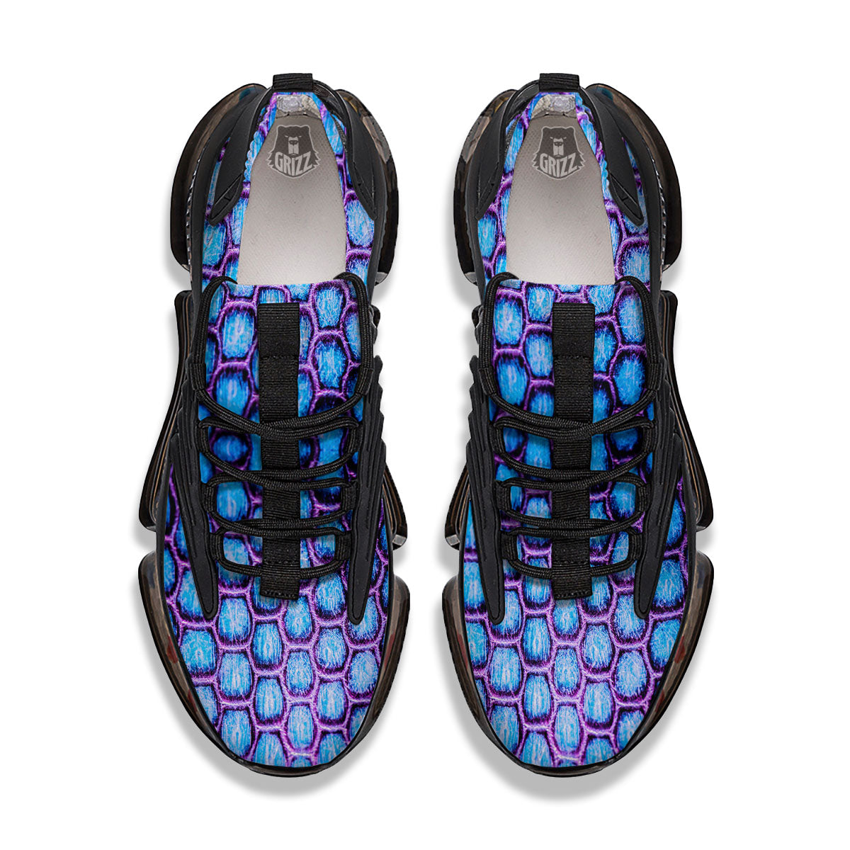 Snakeskin Blue And Purple Print Pattern Black Gym Shoes-grizzshop