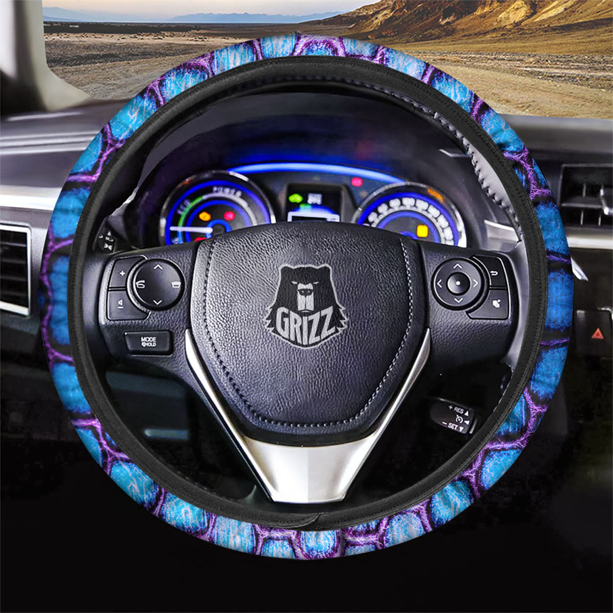Snakeskin Blue And Purple Print Pattern Car Steering Wheel Cover-grizzshop