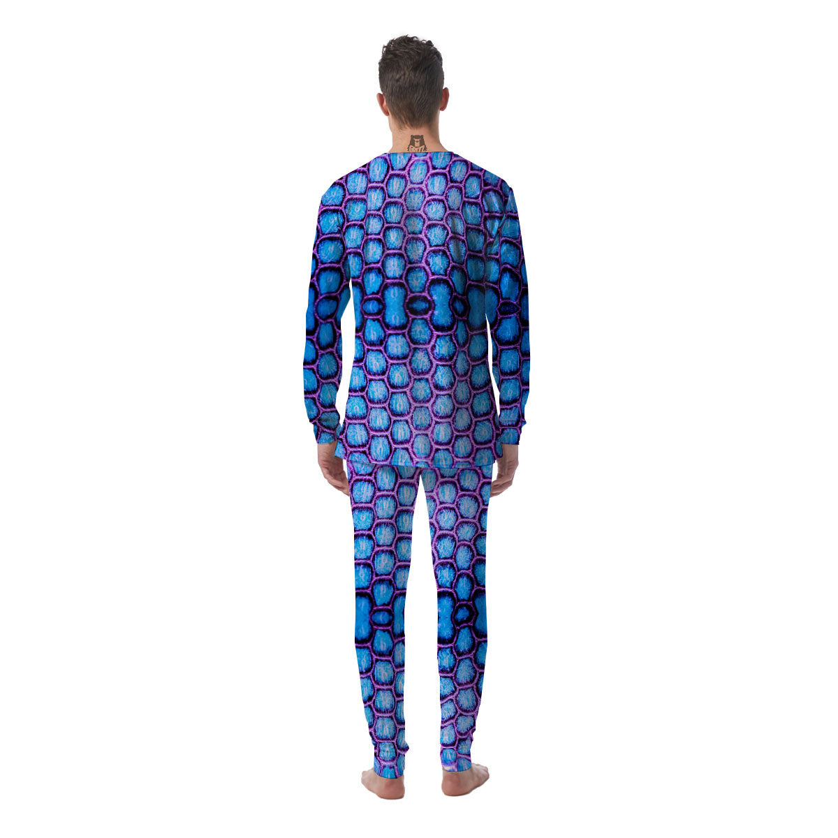 Snakeskin Blue And Purple Print Pattern Men's Pajamas-grizzshop
