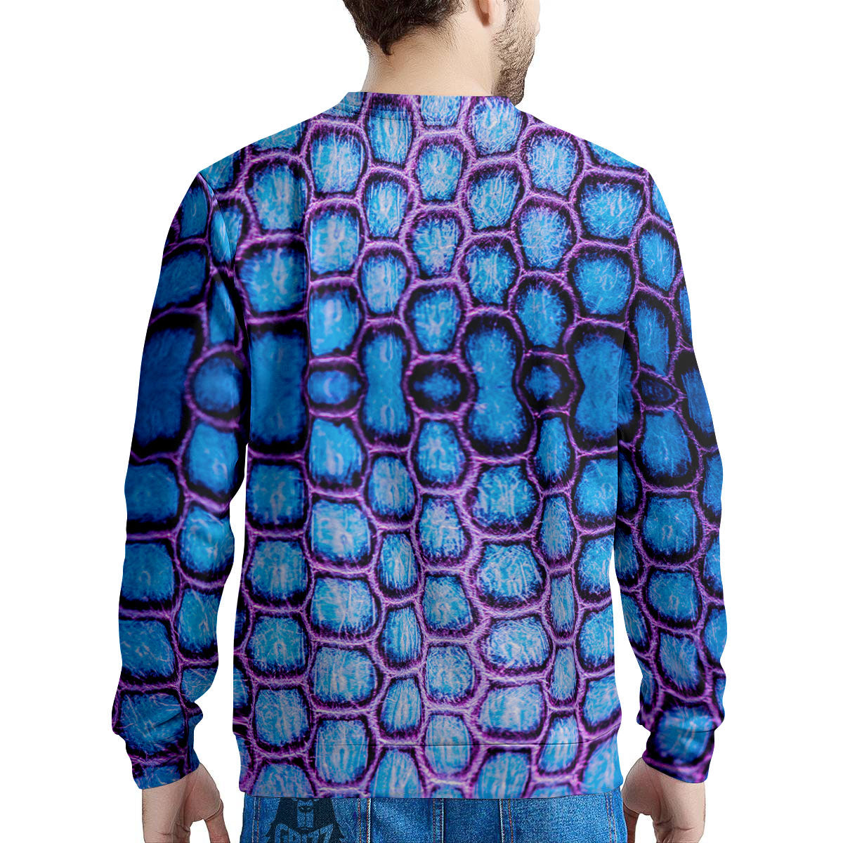 Snakeskin Blue And Purple Print Pattern Men's Sweatshirt-grizzshop