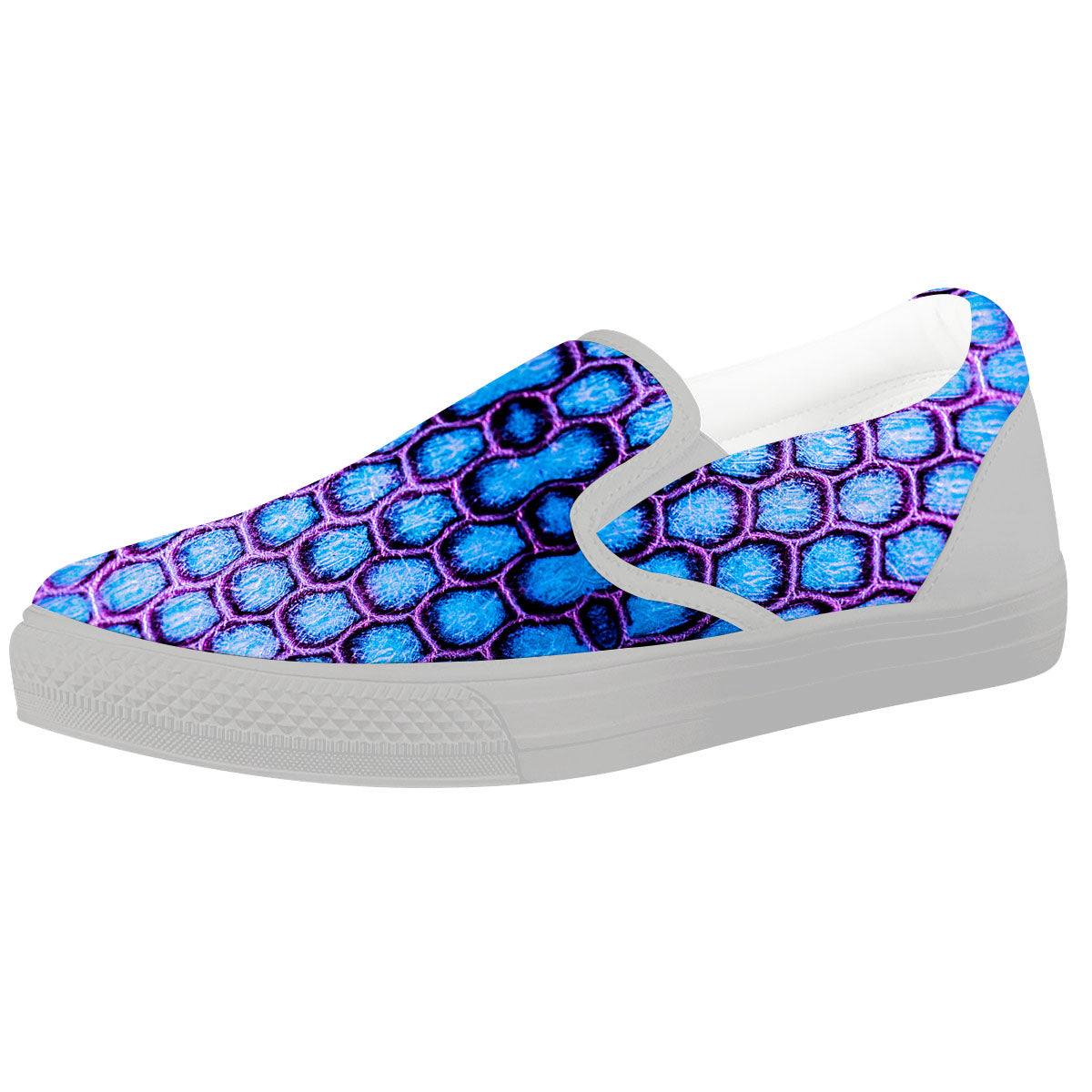 Snakeskin Blue And Purple Print Pattern White Slip On Shoes-grizzshop