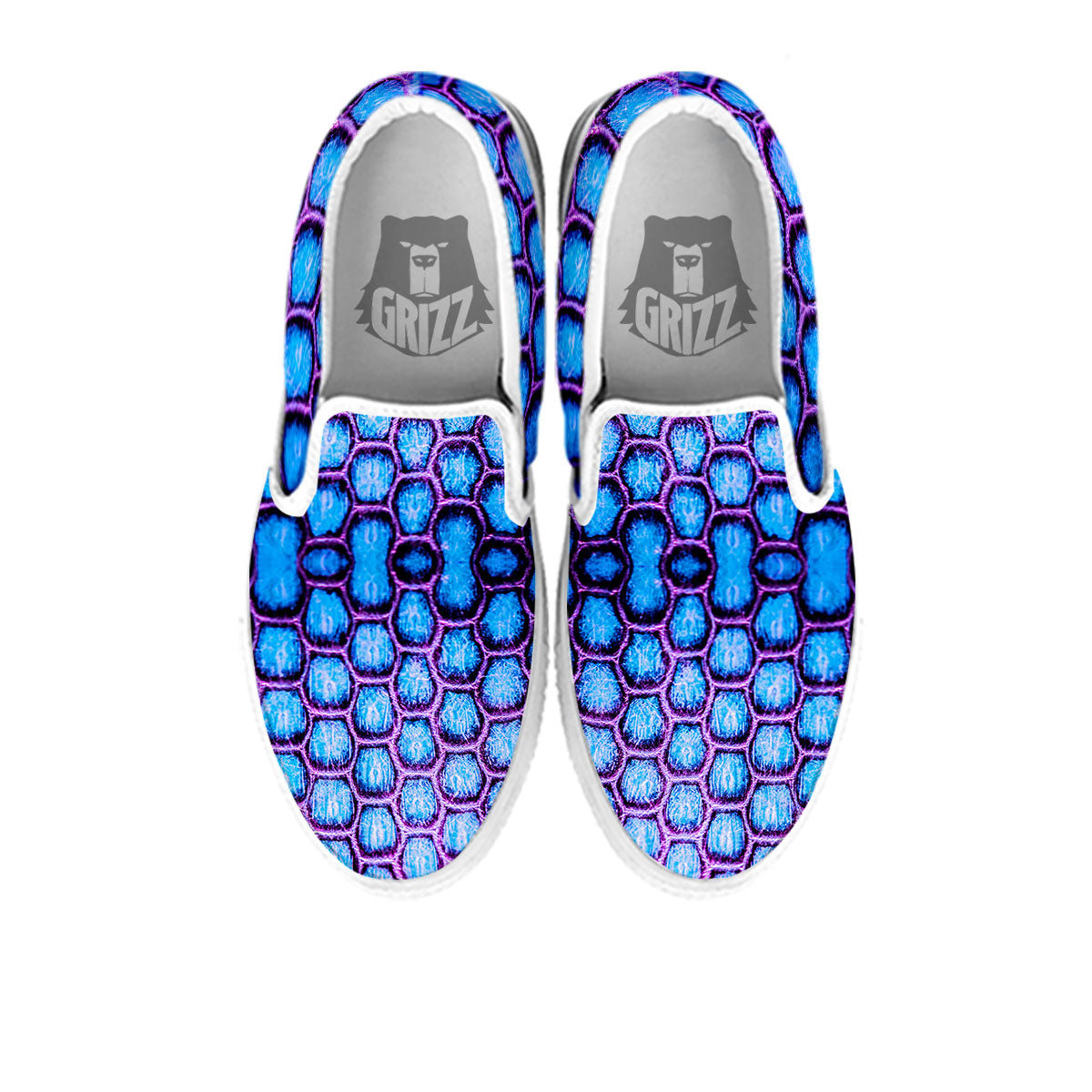 Snakeskin Blue And Purple Print Pattern White Slip On Shoes-grizzshop